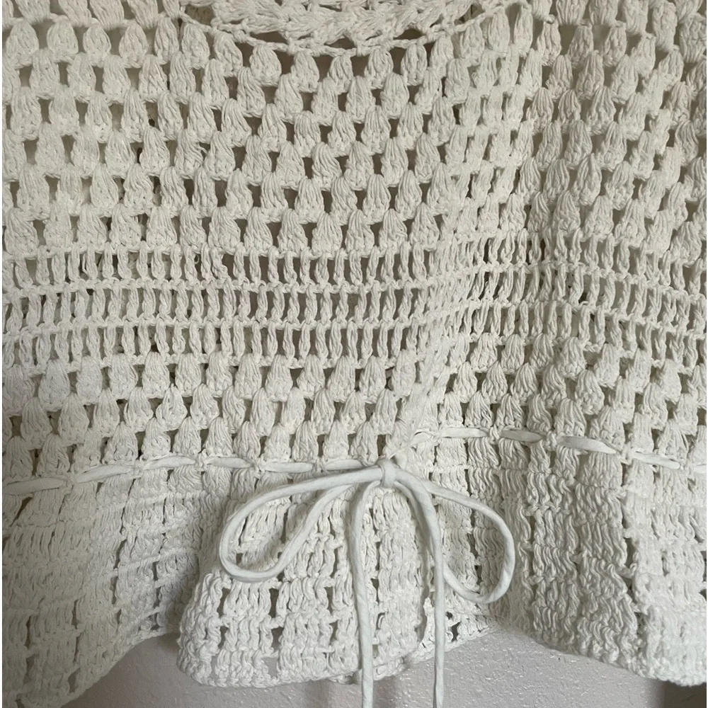 Free People Megan Crochet Open Back Long Sleeve Blouse NEW